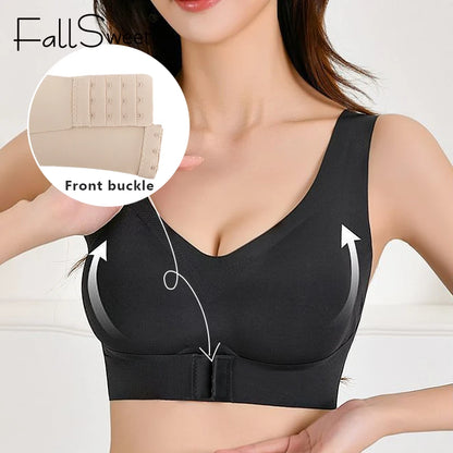 Women's Posture Correction Bras Seamless Wireless Push Up Bralette with Cross Back Support Female Lingerie